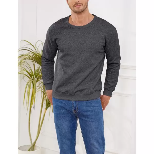 imageGihuo Mens Warm Crewneck Sherpa Lined Fleece Sweatshirt Pullover TopsGrey