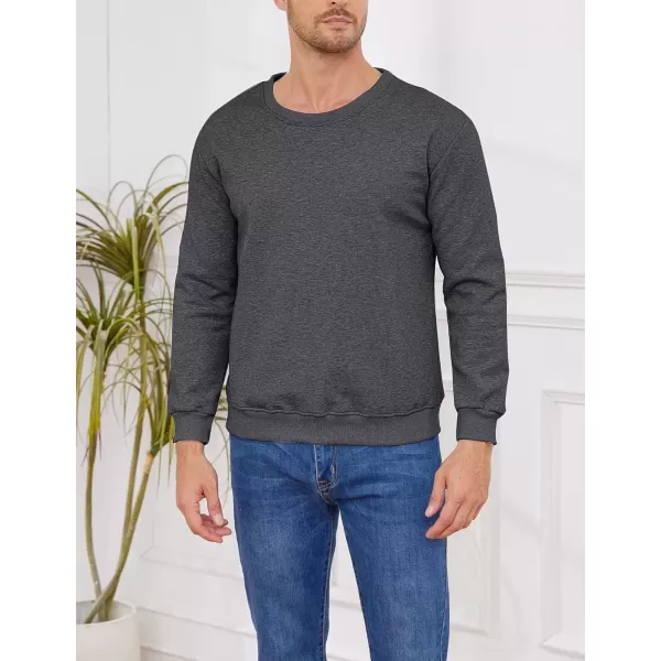 imageGihuo Mens Warm Crewneck Sherpa Lined Fleece Sweatshirt Pullover TopsGrey