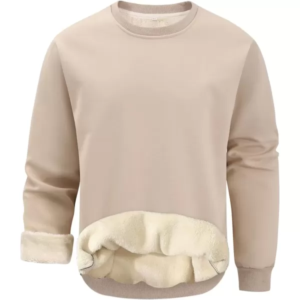 imageGihuo Mens Warm Crewneck Sherpa Lined Fleece Sweatshirt Pullover TopsKhaki