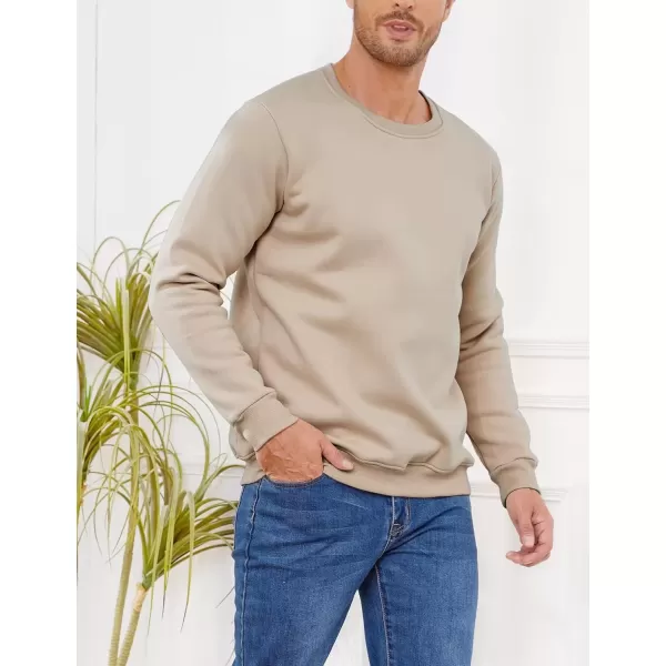 imageGihuo Mens Warm Crewneck Sherpa Lined Fleece Sweatshirt Pullover TopsKhaki