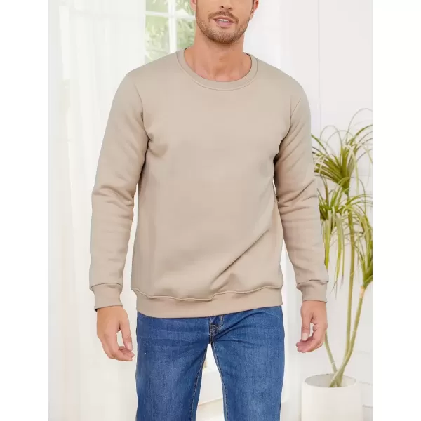 imageGihuo Mens Warm Crewneck Sherpa Lined Fleece Sweatshirt Pullover TopsKhaki