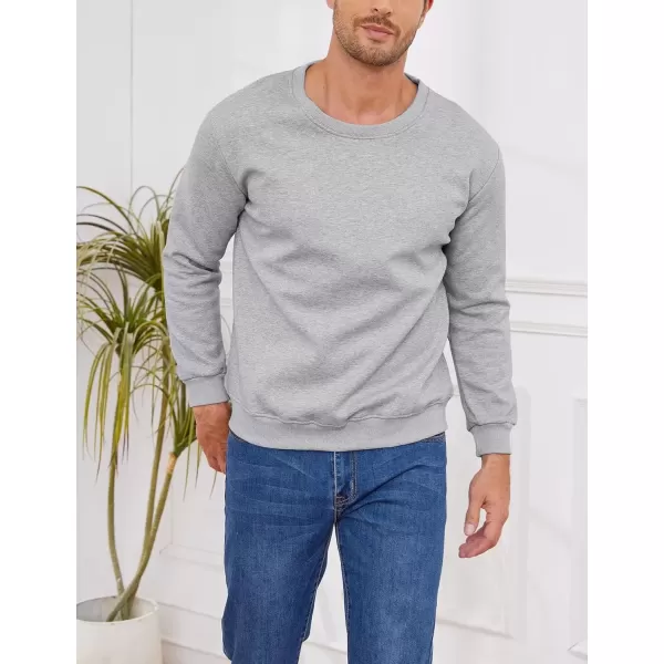imageGihuo Mens Warm Crewneck Sherpa Lined Fleece Sweatshirt Pullover TopsLightgrey