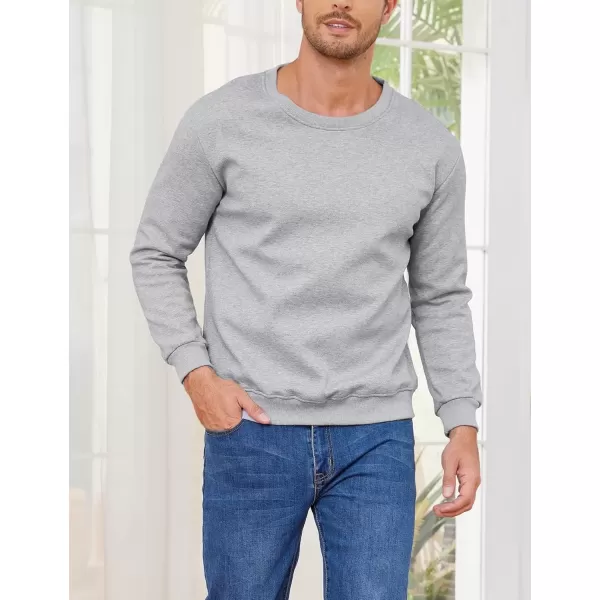 imageGihuo Mens Warm Crewneck Sherpa Lined Fleece Sweatshirt Pullover TopsLightgrey