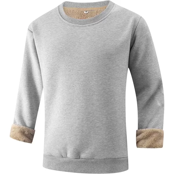 imageGihuo Mens Warm Crewneck Sherpa Lined Fleece Sweatshirt Pullover TopsLightgrey