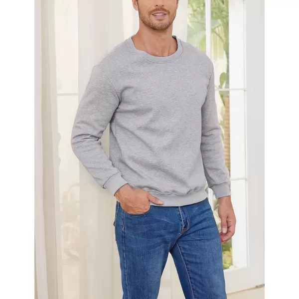 imageGihuo Mens Warm Crewneck Sherpa Lined Fleece Sweatshirt Pullover TopsLightgrey