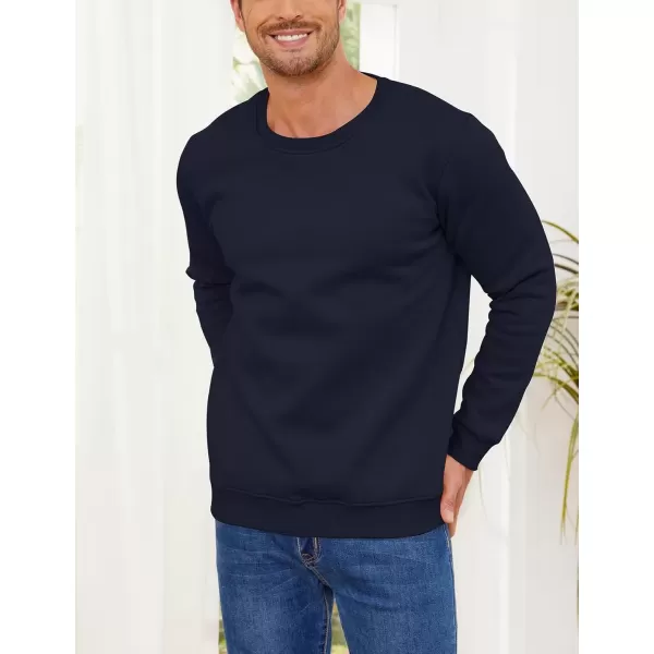 imageGihuo Mens Warm Crewneck Sherpa Lined Fleece Sweatshirt Pullover TopsNavy