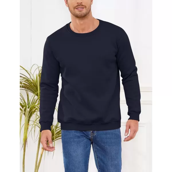 imageGihuo Mens Warm Crewneck Sherpa Lined Fleece Sweatshirt Pullover TopsNavy