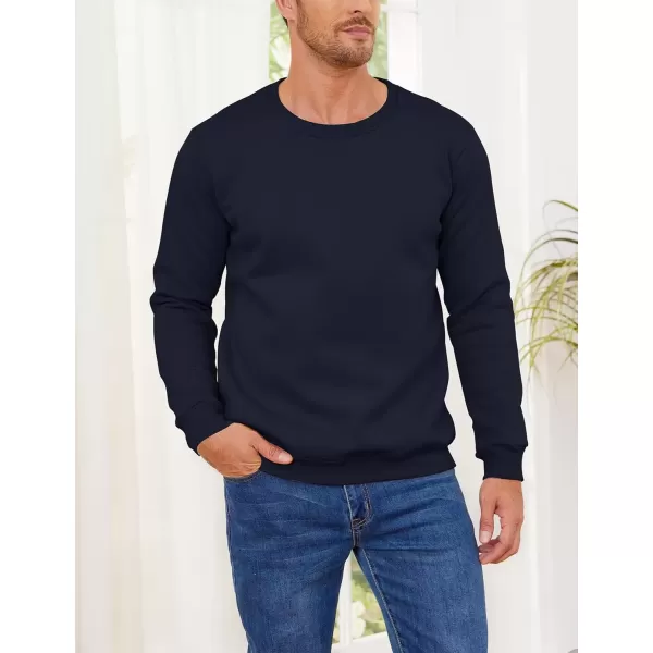 imageGihuo Mens Warm Crewneck Sherpa Lined Fleece Sweatshirt Pullover TopsNavy