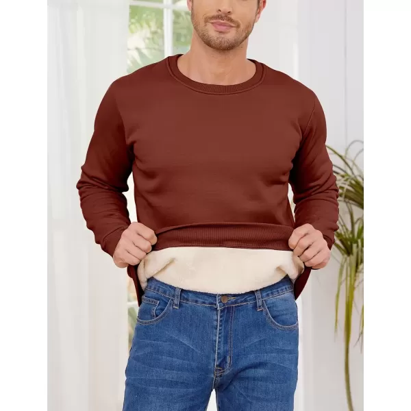 imageGihuo Mens Warm Crewneck Sherpa Lined Fleece Sweatshirt Pullover TopsWine