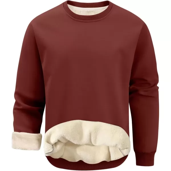 imageGihuo Mens Warm Crewneck Sherpa Lined Fleece Sweatshirt Pullover TopsWine