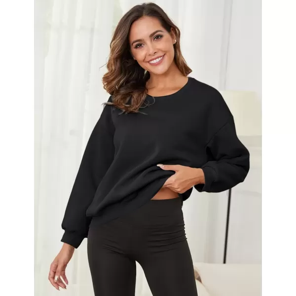 imageGihuo Womens Winter Fleece Sherpa Lined Crewneck Pullover Sweatshirt02 Black