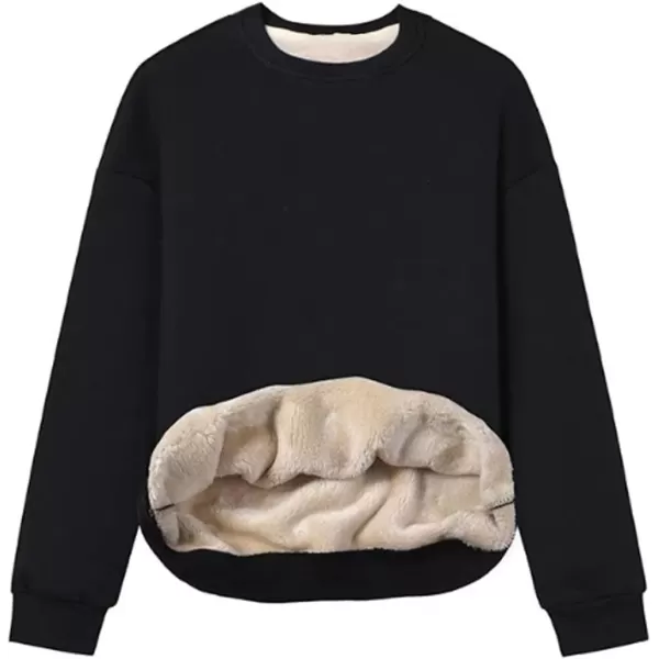 imageGihuo Womens Winter Fleece Sherpa Lined Crewneck Pullover Sweatshirt02 Black