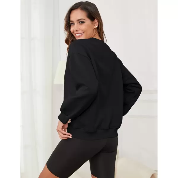 imageGihuo Womens Winter Fleece Sherpa Lined Crewneck Pullover Sweatshirt02 Black