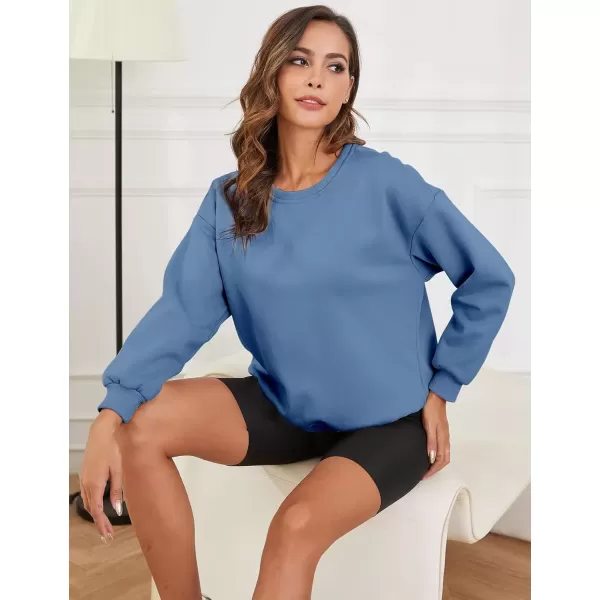 imageGihuo Womens Winter Fleece Sherpa Lined Crewneck Pullover Sweatshirt02 Blue