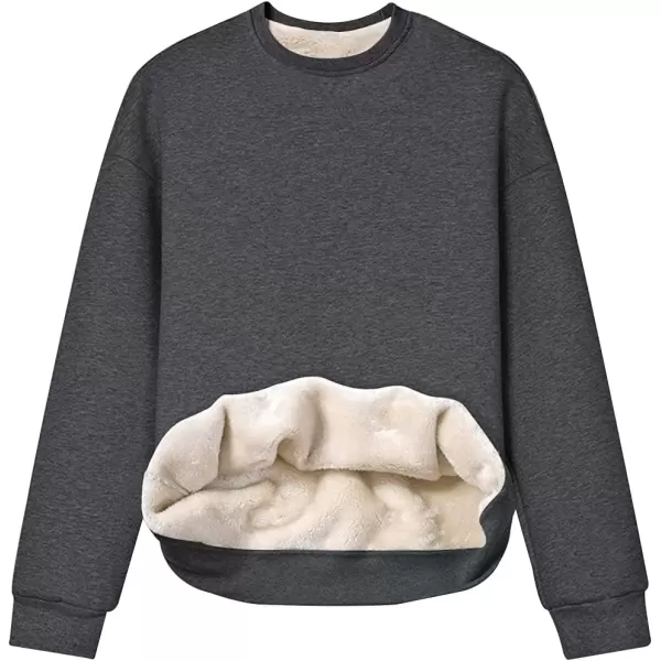 imageGihuo Womens Winter Fleece Sherpa Lined Crewneck Pullover Sweatshirt02 Darkgrey