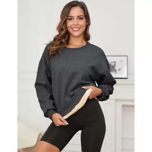 imageGihuo Womens Winter Fleece Sherpa Lined Crewneck Pullover Sweatshirt02 Darkgrey