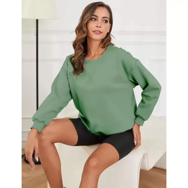 imageGihuo Womens Winter Fleece Sherpa Lined Crewneck Pullover Sweatshirt02 Green