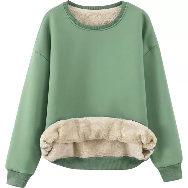 imageGihuo Womens Winter Fleece Sherpa Lined Crewneck Pullover Sweatshirt02 Green
