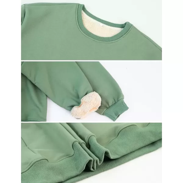 imageGihuo Womens Winter Fleece Sherpa Lined Crewneck Pullover Sweatshirt02 Green