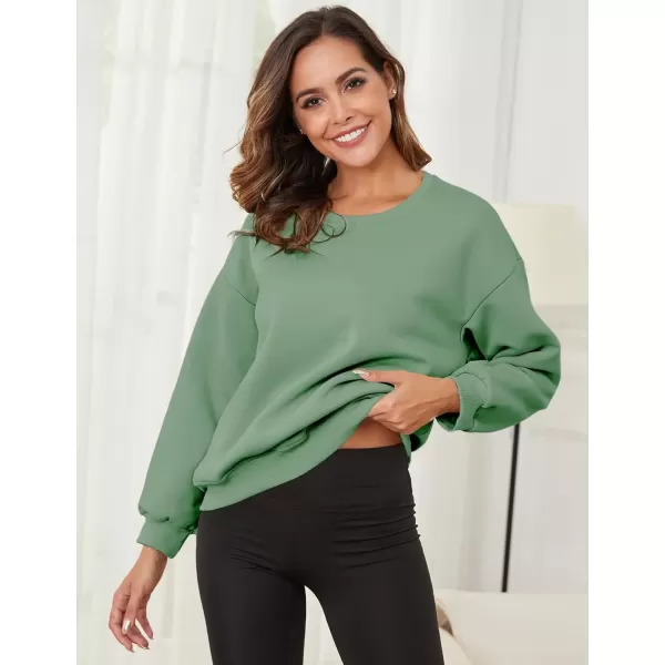 imageGihuo Womens Winter Fleece Sherpa Lined Crewneck Pullover Sweatshirt02 Green