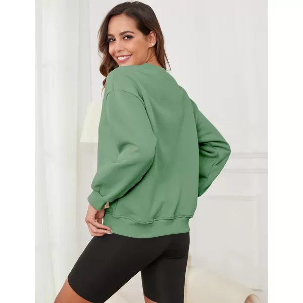 imageGihuo Womens Winter Fleece Sherpa Lined Crewneck Pullover Sweatshirt02 Green