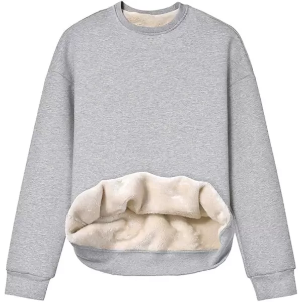 imageGihuo Womens Winter Fleece Sherpa Lined Crewneck Pullover Sweatshirt02 Grey