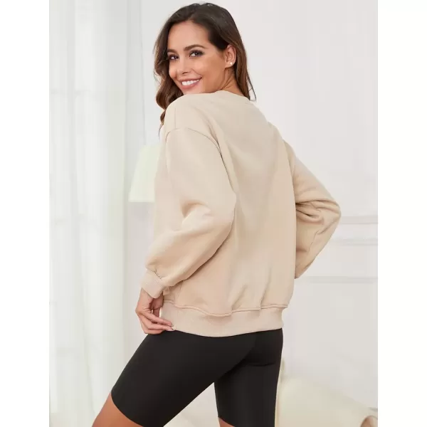 imageGihuo Womens Winter Fleece Sherpa Lined Crewneck Pullover Sweatshirt02 Khaki