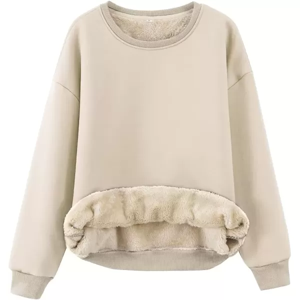 imageGihuo Womens Winter Fleece Sherpa Lined Crewneck Pullover Sweatshirt02 Khaki