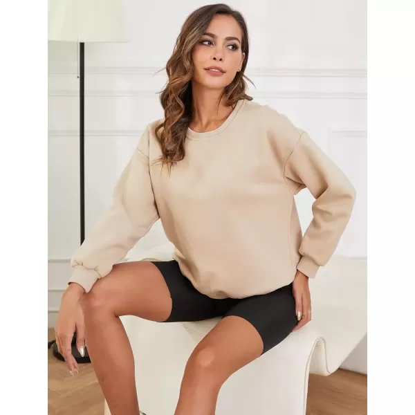imageGihuo Womens Winter Fleece Sherpa Lined Crewneck Pullover Sweatshirt02 Khaki