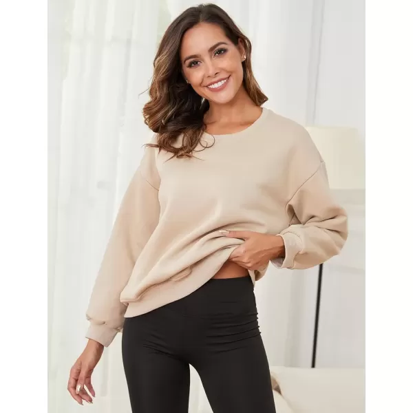 imageGihuo Womens Winter Fleece Sherpa Lined Crewneck Pullover Sweatshirt02 Khaki