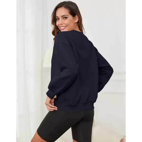 imageGihuo Womens Winter Fleece Sherpa Lined Crewneck Pullover Sweatshirt02 Navy