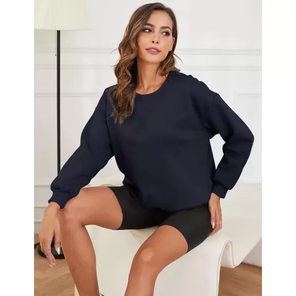 imageGihuo Womens Winter Fleece Sherpa Lined Crewneck Pullover Sweatshirt02 Navy