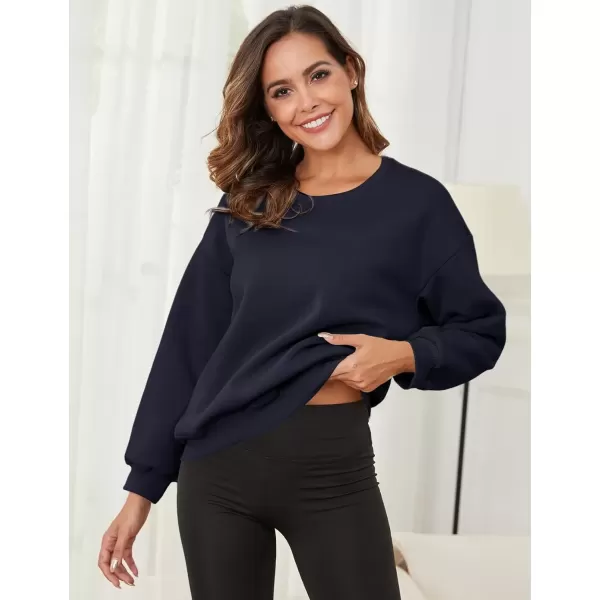 imageGihuo Womens Winter Fleece Sherpa Lined Crewneck Pullover Sweatshirt02 Navy