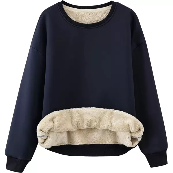 imageGihuo Womens Winter Fleece Sherpa Lined Crewneck Pullover Sweatshirt02 Navy