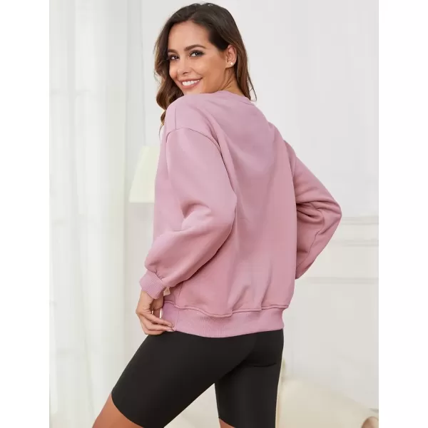 imageGihuo Womens Winter Fleece Sherpa Lined Crewneck Pullover Sweatshirt02 Pink