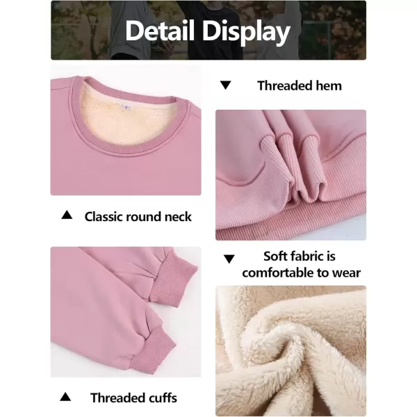 imageGihuo Womens Winter Fleece Sherpa Lined Crewneck Pullover Sweatshirt02 Pink