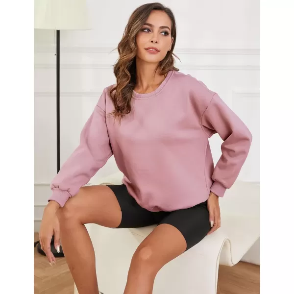 imageGihuo Womens Winter Fleece Sherpa Lined Crewneck Pullover Sweatshirt02 Pink