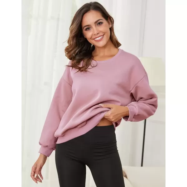 imageGihuo Womens Winter Fleece Sherpa Lined Crewneck Pullover Sweatshirt02 Pink