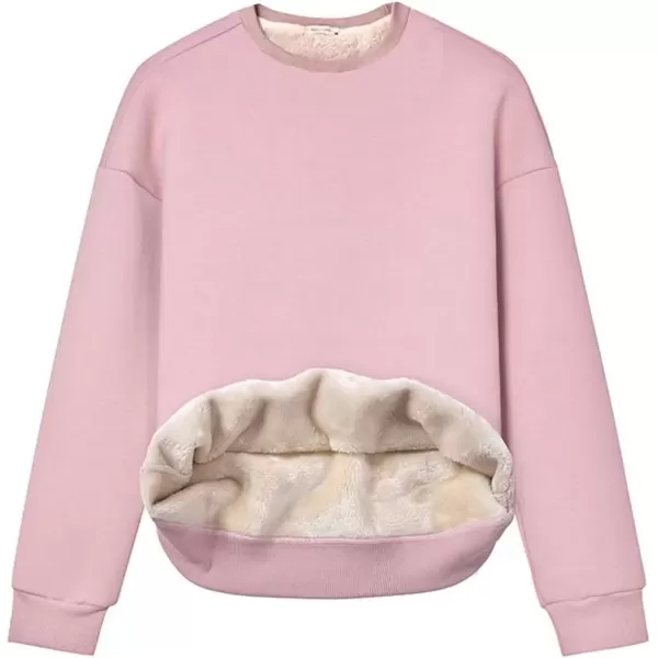 imageGihuo Womens Winter Fleece Sherpa Lined Crewneck Pullover Sweatshirt02 Pink