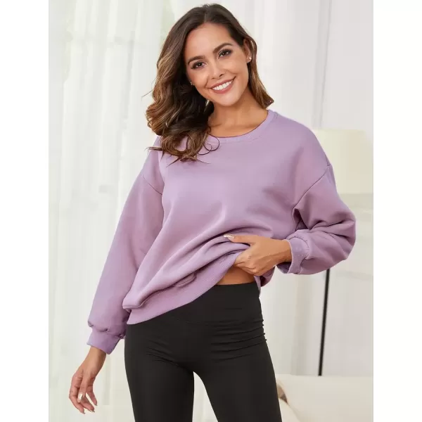 imageGihuo Womens Winter Fleece Sherpa Lined Crewneck Pullover Sweatshirt02 Purple
