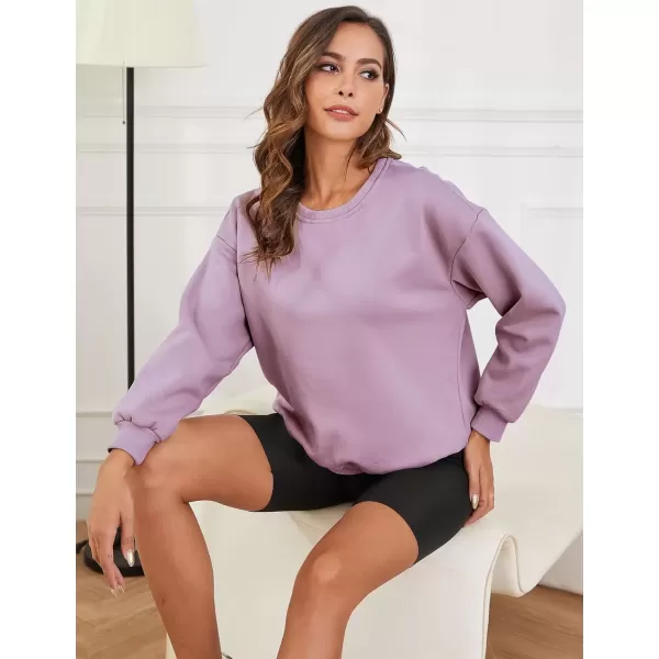 imageGihuo Womens Winter Fleece Sherpa Lined Crewneck Pullover Sweatshirt02 Purple