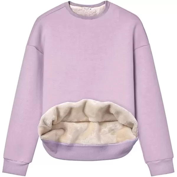 imageGihuo Womens Winter Fleece Sherpa Lined Crewneck Pullover Sweatshirt02 Purple