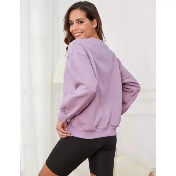 imageGihuo Womens Winter Fleece Sherpa Lined Crewneck Pullover Sweatshirt02 Purple