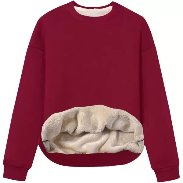 imageGihuo Womens Winter Fleece Sherpa Lined Crewneck Pullover Sweatshirt02 Wine