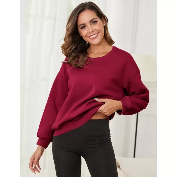 imageGihuo Womens Winter Fleece Sherpa Lined Crewneck Pullover Sweatshirt02 Wine