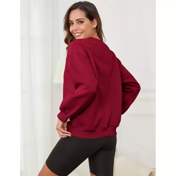 imageGihuo Womens Winter Fleece Sherpa Lined Crewneck Pullover Sweatshirt02 Wine