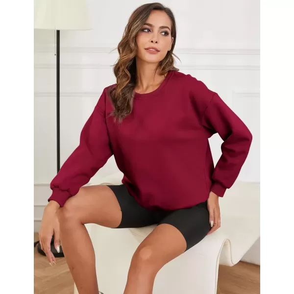 imageGihuo Womens Winter Fleece Sherpa Lined Crewneck Pullover Sweatshirt02 Wine