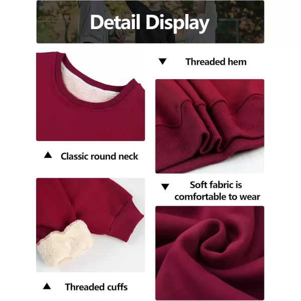 imageGihuo Womens Winter Fleece Sherpa Lined Crewneck Pullover Sweatshirt02 Wine