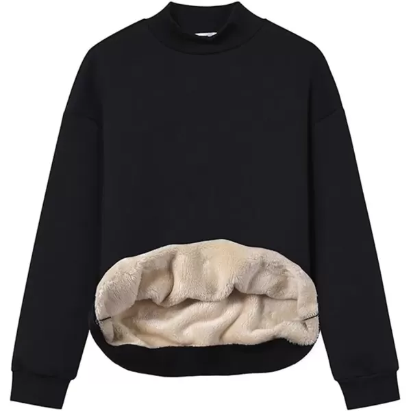 imageGihuo Womens Winter Fleece Sherpa Lined Crewneck Pullover Sweatshirt03 Black Mock Neck