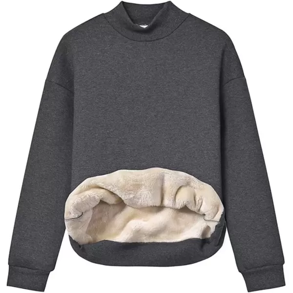 imageGihuo Womens Winter Fleece Sherpa Lined Crewneck Pullover Sweatshirt03 Darkgrey Mock Neck